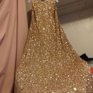 Adrianna Papell 18W Gold Sequence Gown